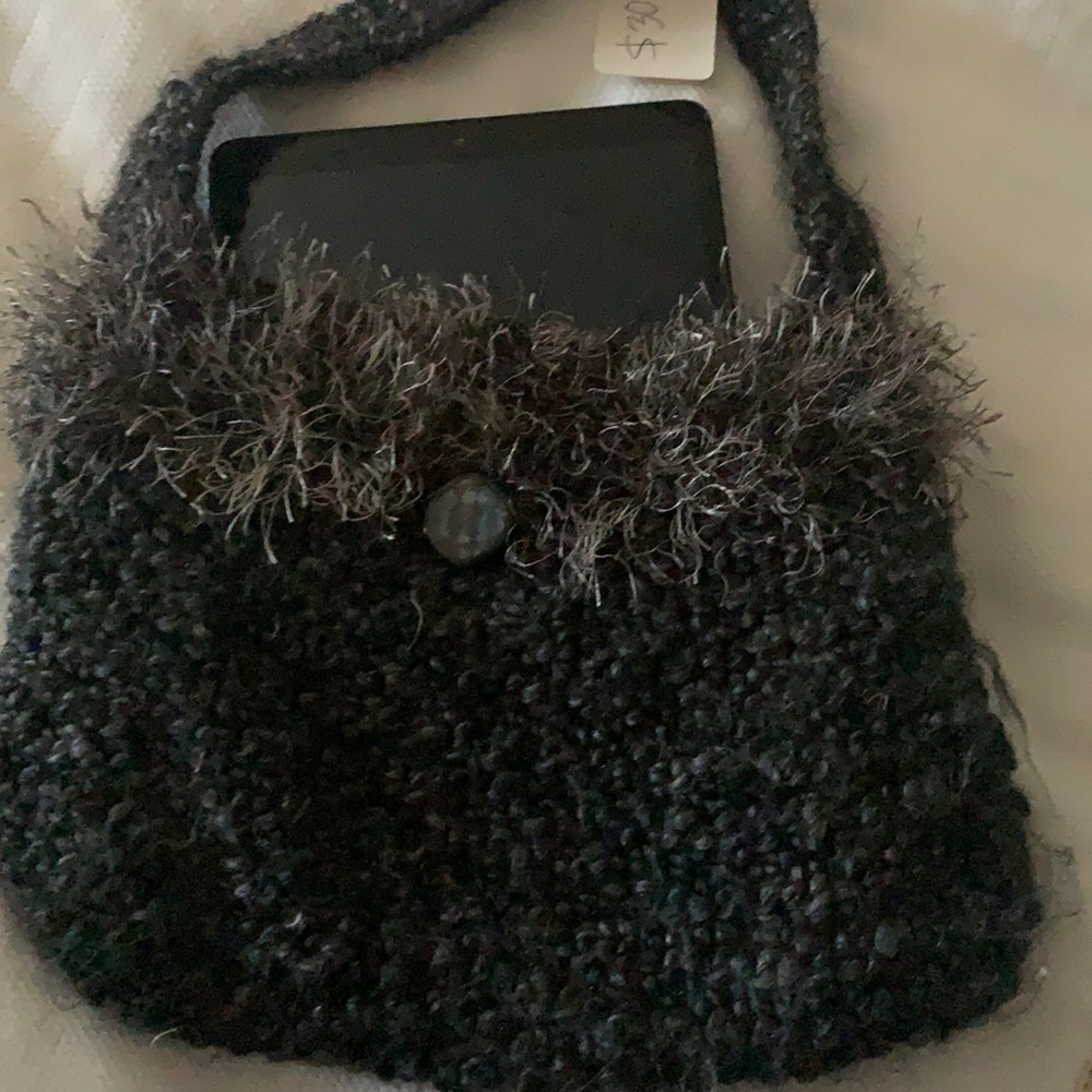 Black and grey knitted purse